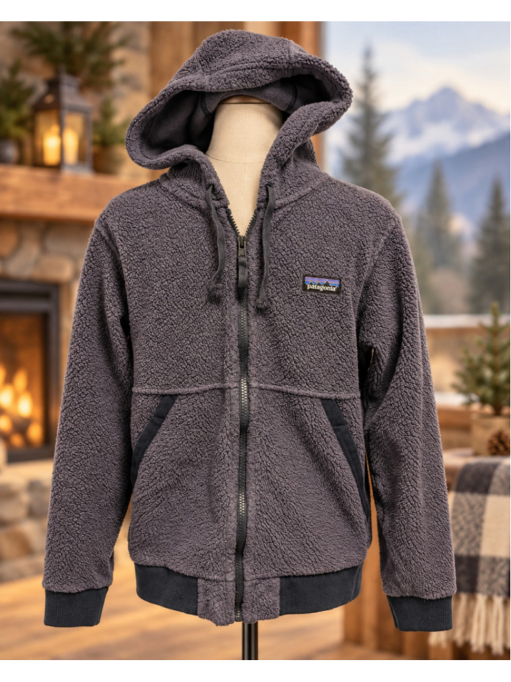 Patagonia Rhythm Fleece Full Zip Hoodie Jacket Gray Women's Medium M
